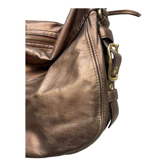 Coach Zoe Metallic Brown Leather Slouchy Shoulder Bag Gold Hardware Lined Y2K - Picture 12 of 15